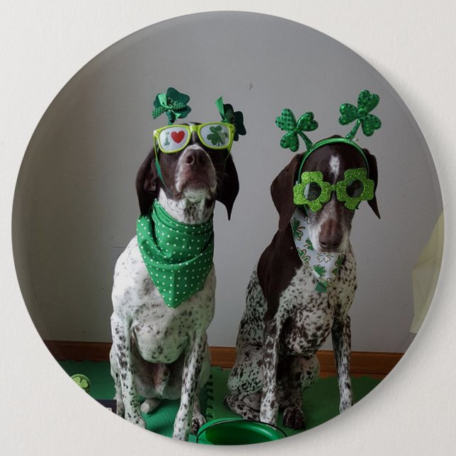 St. Patrick's Day Dogs Party Large Round Button (Front)