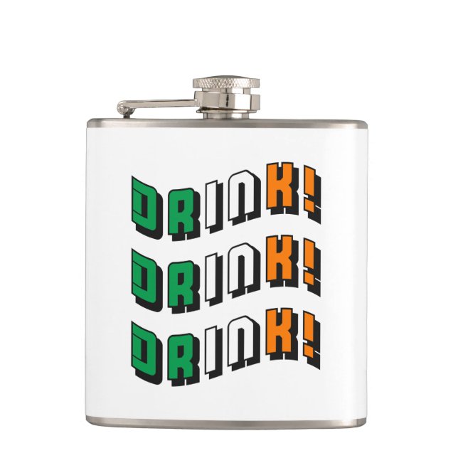 St Patricks Day Drink Irish Funny Cute Drinking Hip Flask (Front)