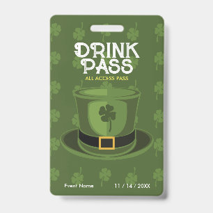 St. Patrick's Day Drink Pass Badge
