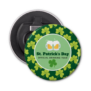 St. Patrick's Day Drinking Team Clover Pattern Bottle Opener