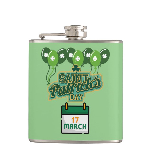 St Patrick's Day editable names Hip Flask (Front)