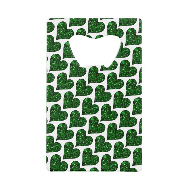 St. Patrick's Day Emerald Heart Credit Card Bottle Opener (Front)