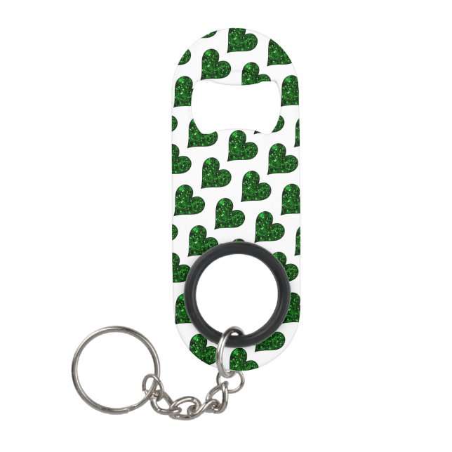 St. Patrick's Day Emerald Heart Keychain Bottle Opener (Front)