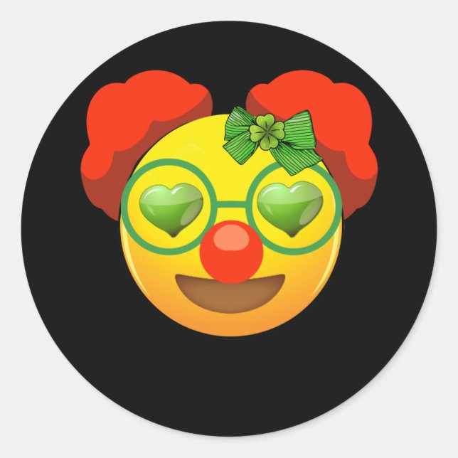 St Patricks Day Emoji Face Heart Eyes Shamrock Classic Round Sticker (Front)