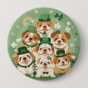 St. Patrick's Day English Bulldogs 4 Inch Round Button