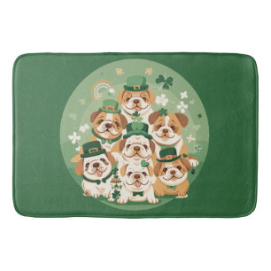 St. Patrick's Day English Bulldogs Bath Mat