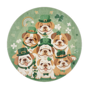 St. Patrick's Day English Bulldogs Cutting Board