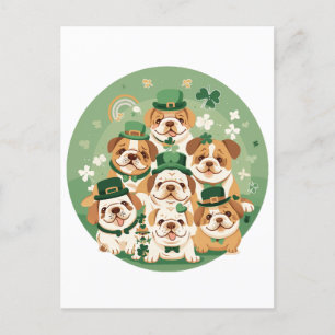 St. Patrick's Day English Bulldogs Postcard