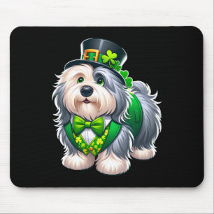 St. Patricks Day English Sheepdog Leprechaun Men W Mouse Pad