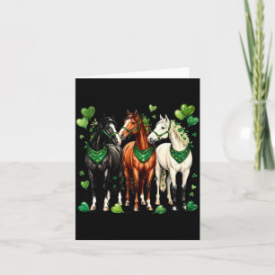 St. patrick's day equestrian three horses with card