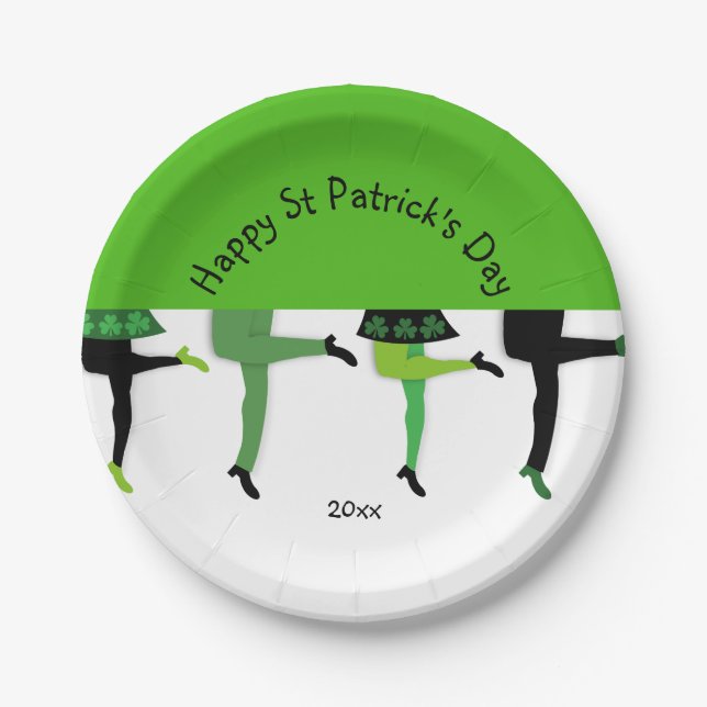 St Patrick's Day featuring Irish Stepdancers' Legs Paper Plate (Front)