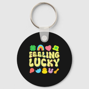 St Patricks Day Feeling Lucky Charm Irish Shamrock Keychain