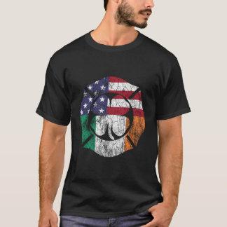 St Patrick'S Day Firefighter Irish American Flag T-Shirt