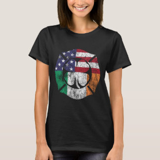 St. Patrick's Day Firefighter Irish American Flag T-Shirt
