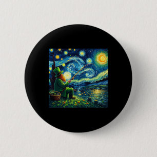 St Patricks Day Fishing Irish Leprechaun Starry Ni 2 Inch Round Button