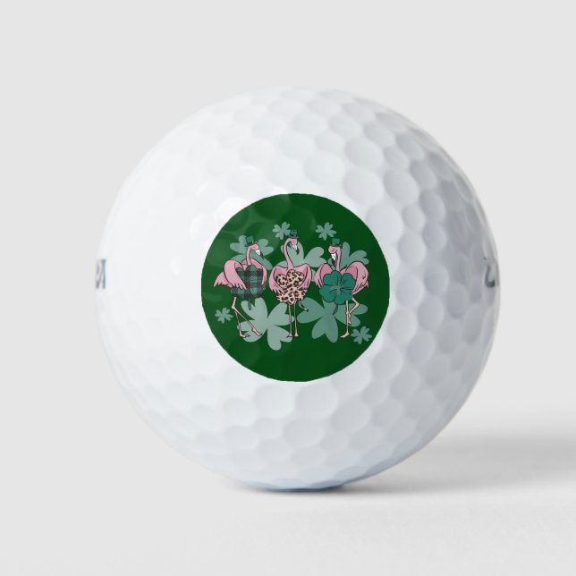 St Patricks Day Flamingo Golf Balls (Front)