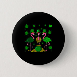 St. Patricks Day Flamingo Irish Ireland Shamrock C 2 Inch Round Button