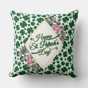 St Patrick's Day Floral Clover Pillow