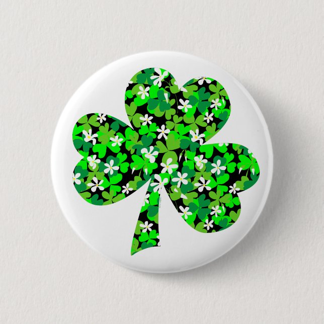 St Patrick's Day Floral Shamrock Button (Front)