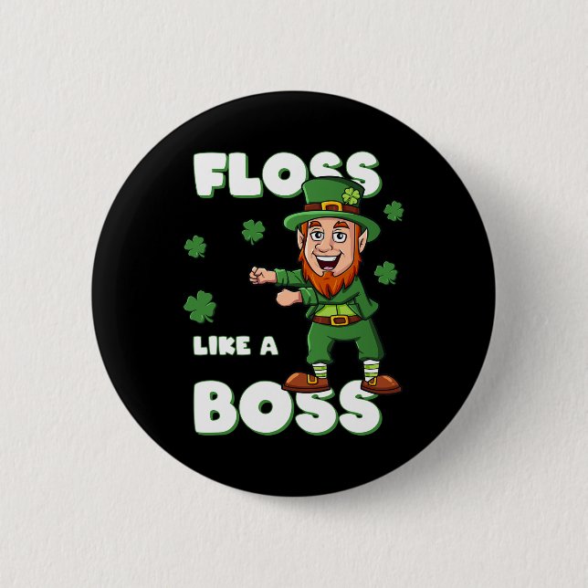 St Patricks Day Floss Like A Boss Leprechaun Boys  2 Inch Round Button (Front)
