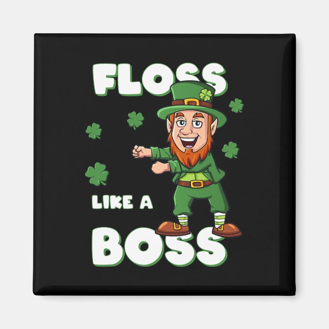 St Patricks Day Floss Like A Boss Leprechaun Boys  Magnet (Front)