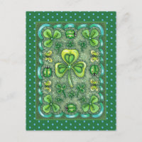 ST. PATRICK'S DAY FOLK ART SHAMROCKS N' LADYBUGS