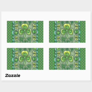 ST. PATRICK'S DAY FOLK ART SHAMROCKS N' LADYBUGS STICKER