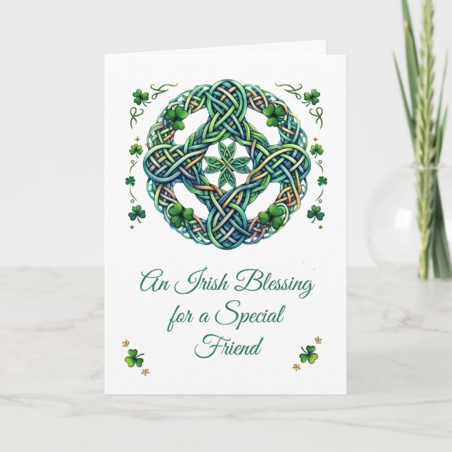 St Patrick's Day For Friend Irish Knot Blessing Card (Front)