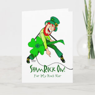 St. Patrick's Day for My Rock Star with Leprechaun Card
