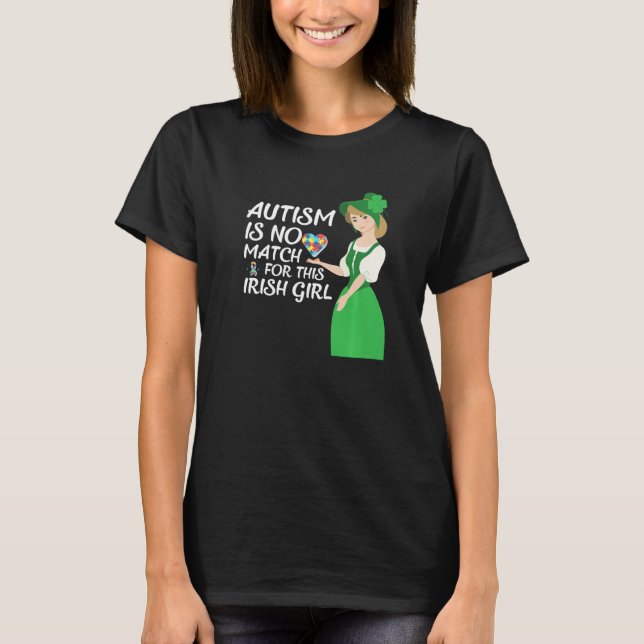 St Patricks Day Four Leaf C Irish Girl Autism Awar T-Shirt (Front)