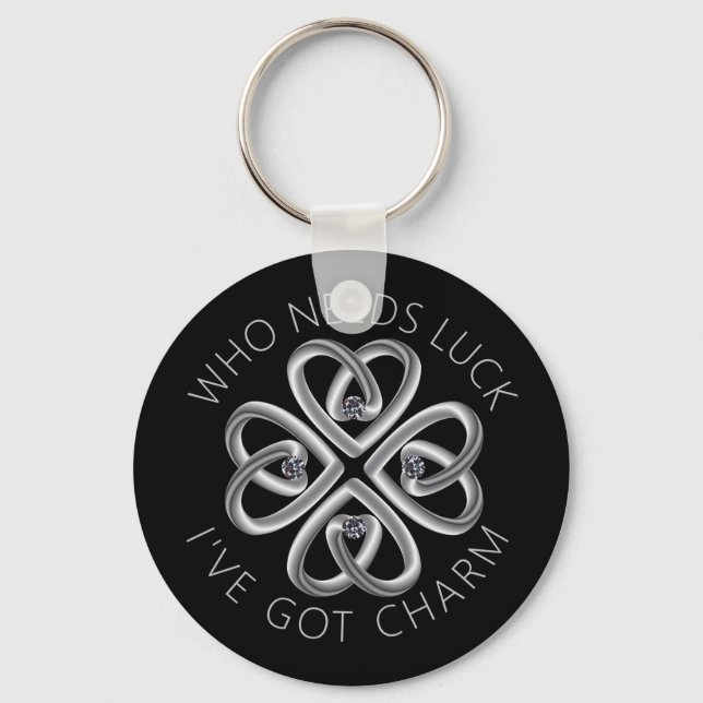 St. Patrick's Day four leaf clover charm Keychain (Front)