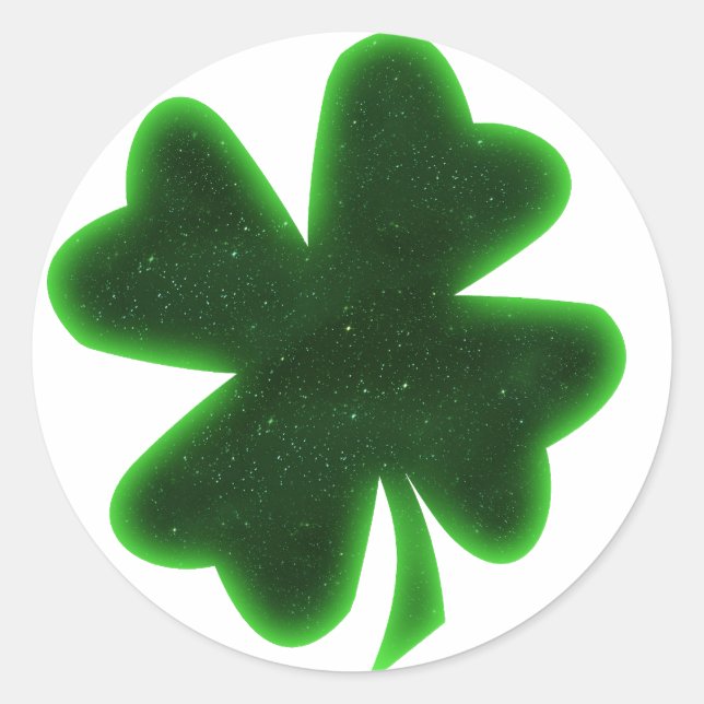 St. Patrick's Day Four Leaf Clover Classic Round Sticker (Front)