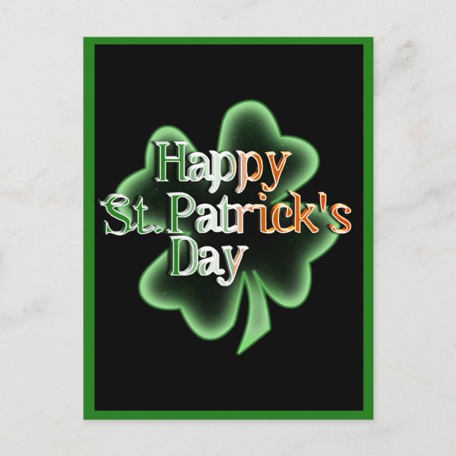 St. Patrick's Day Four Leaf Clover Holiday Postcard (Front)