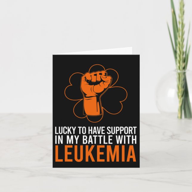 St Patricks Day Four Leaf Clover Leukaemia Awarene Card (Front)