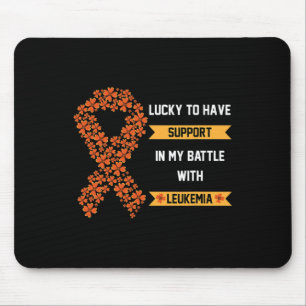 St Patricks Day Four Leaf Clover Orange Leukaemia Mouse Pad