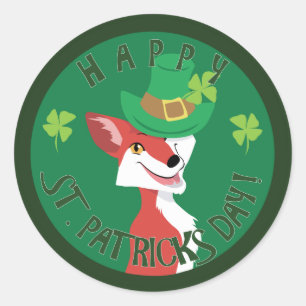 St. Patrick's Day Fox Classic Round Sticker