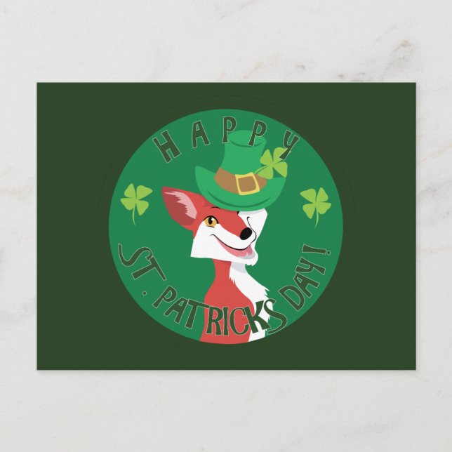St. Patrick's Day Fox Postcard (Front)