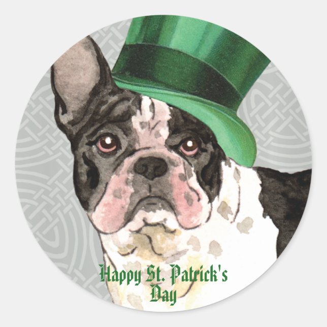 St. Patrick's Day French Bulldog Classic Round Sti Classic Round Sticker (Front)