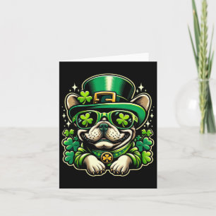 St Patricks Day French Bulldog Shamrock Funny Dog Card