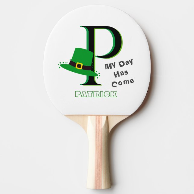 St. Patrick's Day Fun 3-Colour Monogram  Ping Pong Paddle (Front)