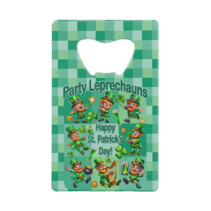St. Patrick's Day Fun Adorable "Party Leprechauns" Credit Card Bottle Opener