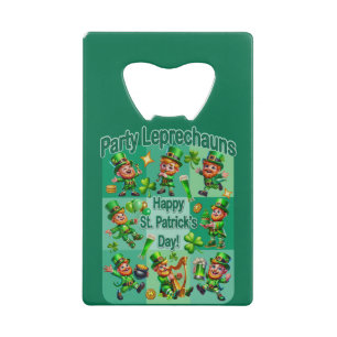 St. Patrick's Day Fun Adorable "Party Leprechauns" Credit Card Bottle Opener