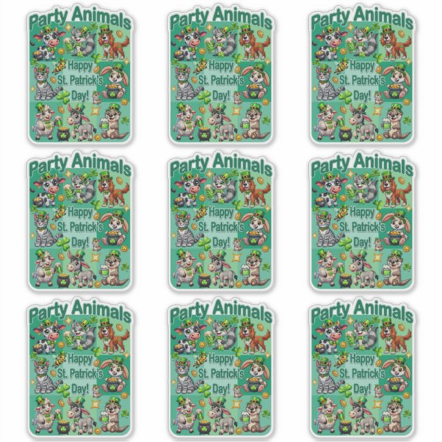 St. Patrick's Day Fun and Adorable "Party Animals" (Front)