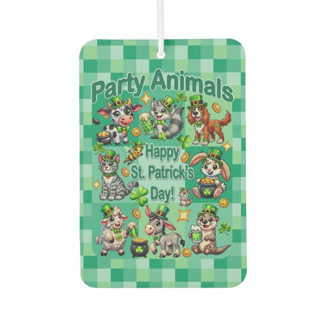 St. Patrick's Day Fun and Adorable "Party Animals" Air Freshener (Front)