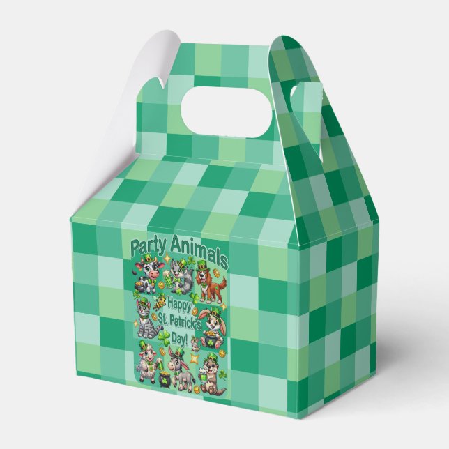 St. Patrick's Day Fun and Adorable "Party Animals" Favor Box (Front Side)