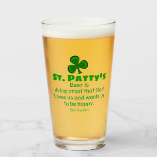 St.Patrick's day funny beer quote & Shamrock Glass