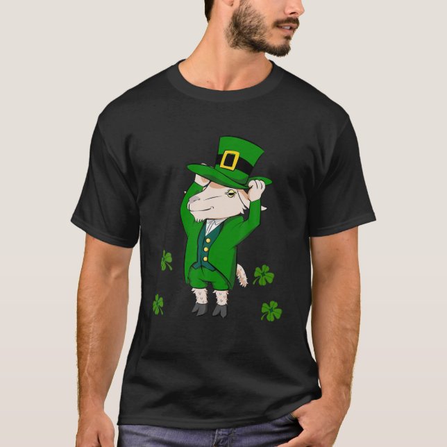 St Patricks Day Funny Goat Leprechaun Kids Boys T-Shirt (Front)