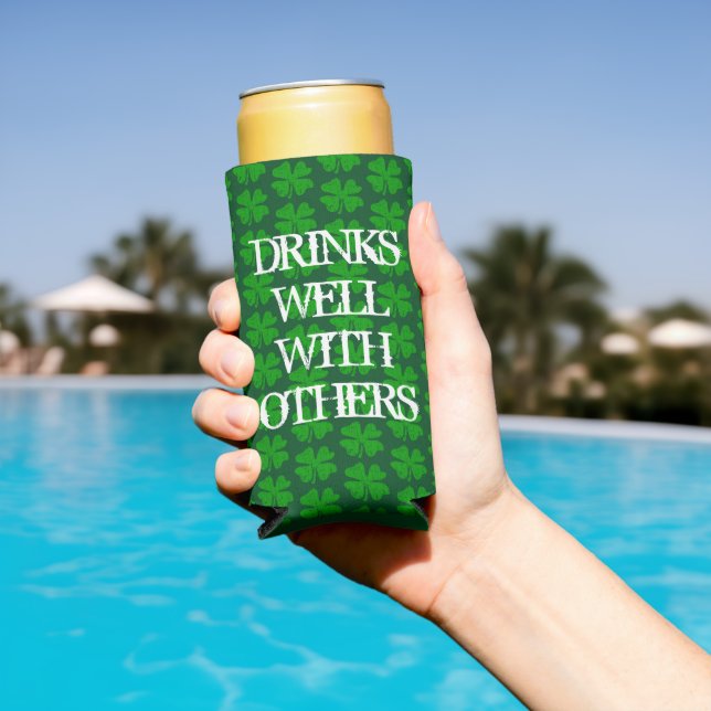 St Patrick's Day Funny Green Seltzer Can Coolers (In Situ Pool)