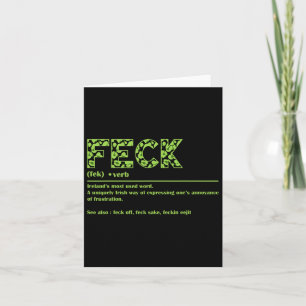 St Patricks Day Funny Irish Feck Definition For Wo Card