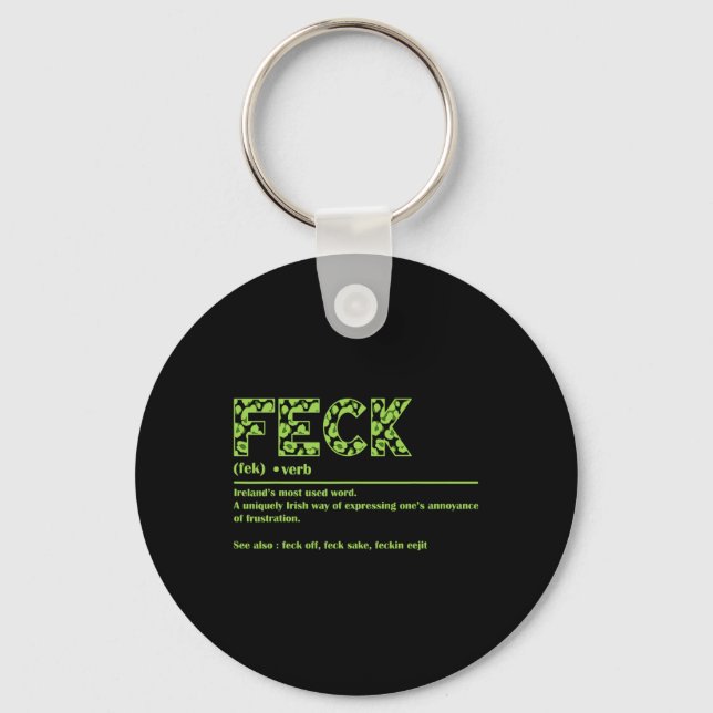 St Patricks Day Funny Irish Feck Definition For Wo Keychain (Front)